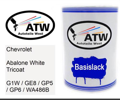 Chevrolet, Abalone White Tricoat, G1W / GE8 / GP5 / GP6 / WA486B: 500ml Lackdose, von ATW Autoteile West.